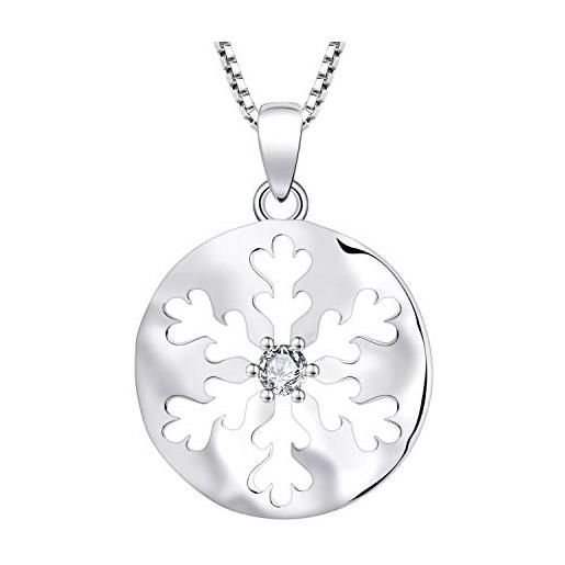 starchenie collana con ciondolo di fiocco di neve in argento 925 per donne