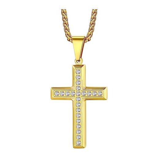COLLANA UOMO CROCIFISSO In Oro Giallo 18 Ct 750 Cristo Croce Gesu' Oro  Bianco Kt EUR 749,00 - PicClick IT