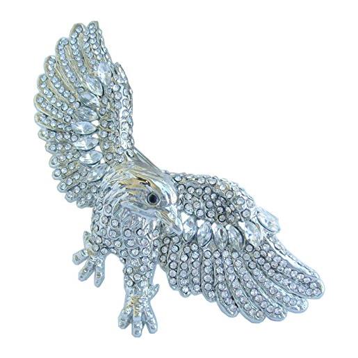 Animal Brooch-Sindary Jewelry sindary ukb4717 - spilla a forma di uccello, con ciondolo in cristallo austriaco, 8 cm e lega, colore: tonalità argentata trasparente. , cod. Ukb4717