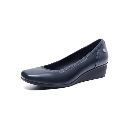 DREAM PAIRS donna scarpe comode con tacco a zeppa eleganti per con classici piattaforme per lavoro aziendali, size 41, blu marino-pu, sdpu2418w