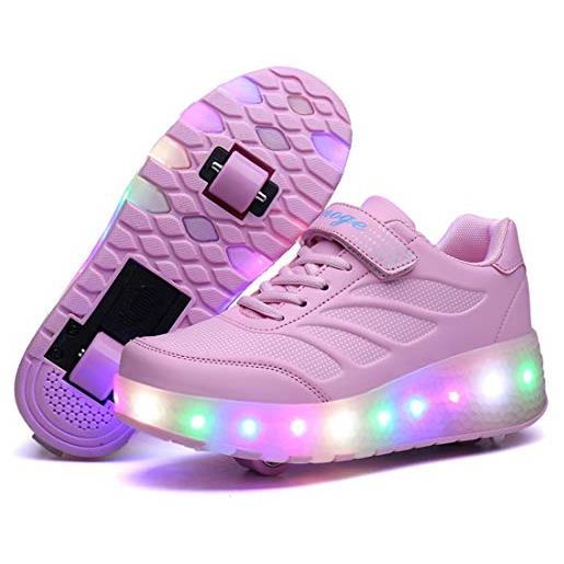 YongerYong ragazzi e ragazze led luce scarpe con rotelle automatiche skate formatori sportive ginnastica lampeggiante outdoor multisport running sneaker per unisex bambino