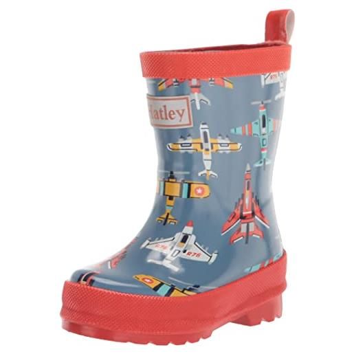 Hatley printed wellington rain boots gummistiefel, barca della pioggia, flying aircrafts, 21 eu