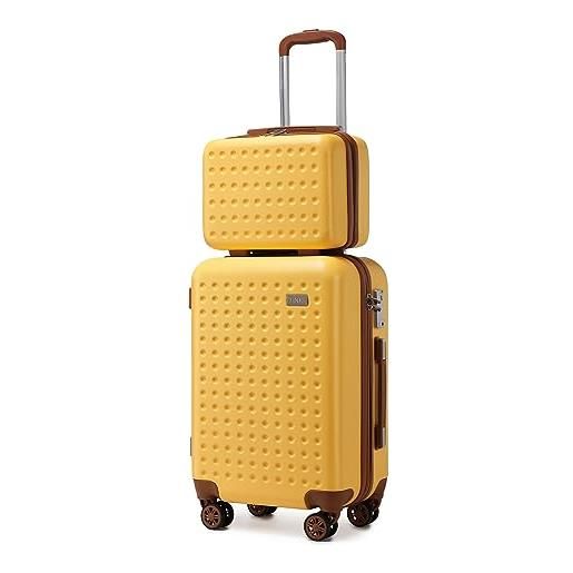 KONO set di 2 valigie rigida 31/55cm valigia bagaglio con tsa lucchetto e 4 ruote girevoli (giallo)