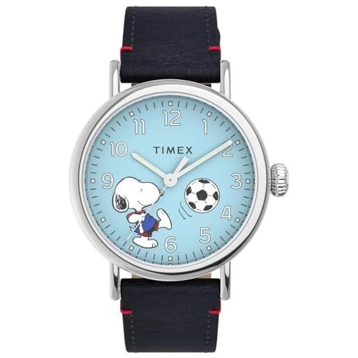 Timex orologio da calcio standard x peanuts con snoopy tw2v82000, blu