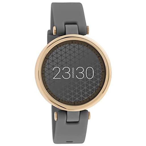 Oozoo q4, smartwatch unisex, 39 mm, con cinturino in silicone da 16 mm, per uomo e donna, orologio fitness con contapassi, orologio sportivo per ios e android, grigio/oro rosa, cinghie