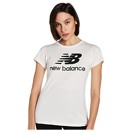 New Balance essentials stacked logo t-shirt, blanco/negro, s donna