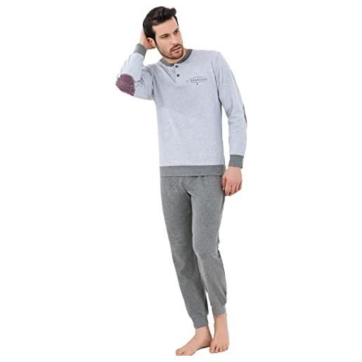 Il granchio pigiama uomo invernale pigiama uomo caldo cotone disponibili anche taglie maxi (4005 grigio melange, xl)