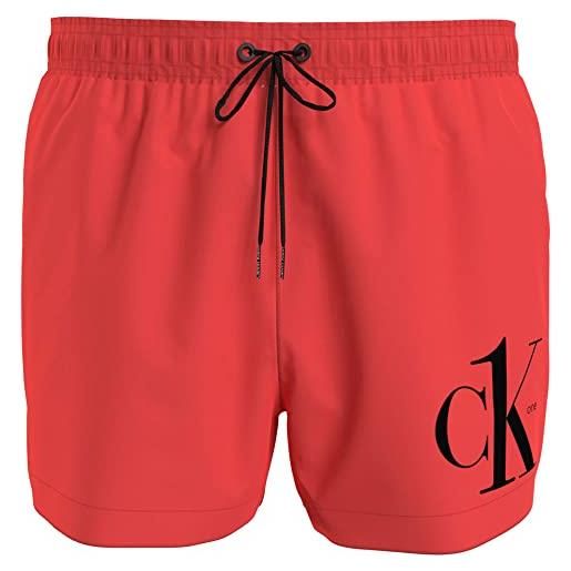 Calvin Klein costume da bagno brand linea swimwear ck1 pantaloncino laccetti logo sulla gamba ck1 tinta unita s arancione