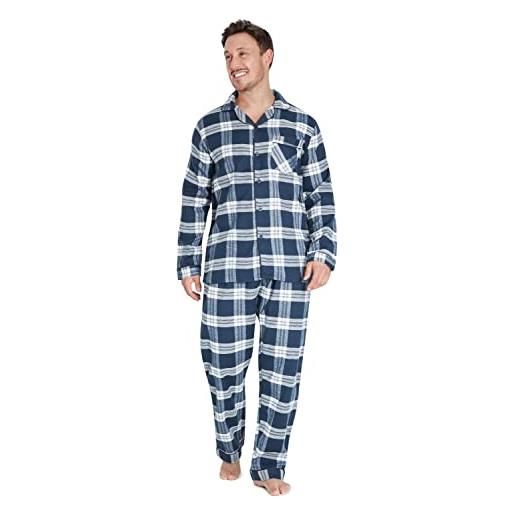 CityComfort pigiama uomo invernale pigiami tartan a maniche lunghe (blu/bianco, m)