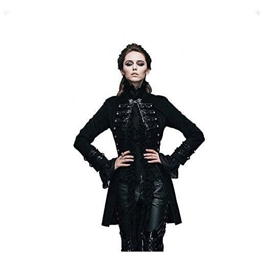 Devil Fashion - giacca da donna, stile gotico con bottoni singoli e aderenti nero s