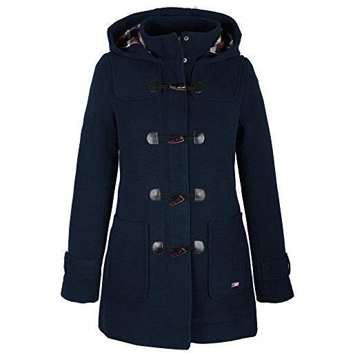 Grimada cf02 camile - cappotto di lana da donna con cappuccio blu o nero blu 42