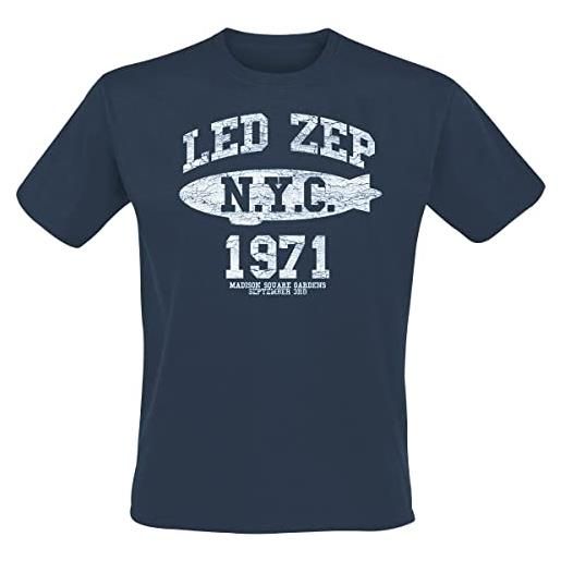 Rock Off led zeppelin nyc 1971 navy ufficiale uomo maglietta unisex (small)