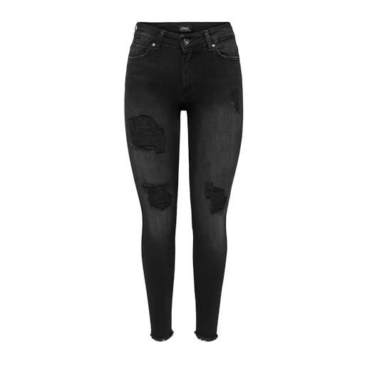 Only onlblush mid sk raw ank dest tai099 noos jeans, washed black, s/32 da donna