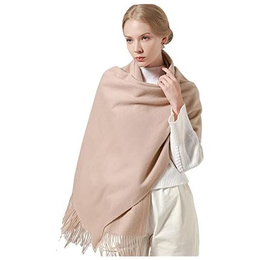 UKKO sciarpa sciarpa di lana donna scialli caldi scialli invernali sciarpe in lana cashmere-beige, 180x60cm