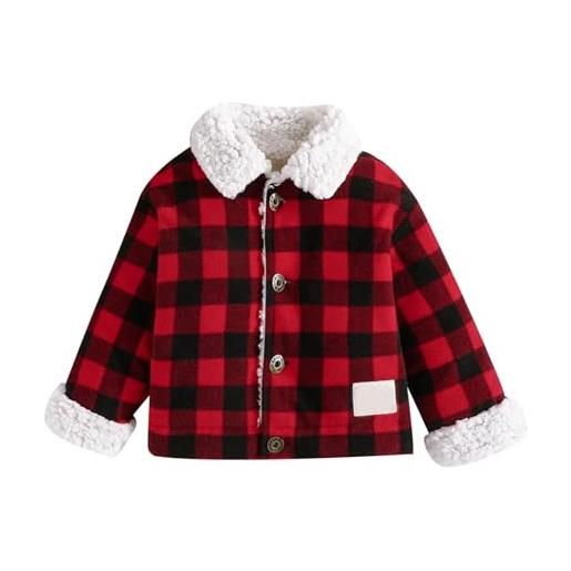 Topgrowth Accessorio giacchetto baseball autunno e inverno per bambina top in pile caldo e alla moda giubbotto 2 anni maschio (red, 18-24 months)