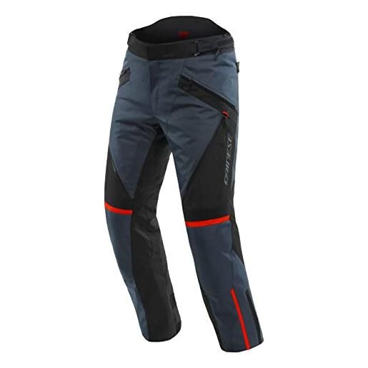 Dainese - tempest 3 d-dry pants, pantaloni da uomo moto touring, membrana impermeabile, interno termico removibile, protetezioni sulle ginocchia, ebano/nero/rosso lava, 52