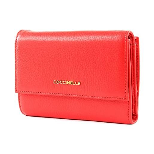 Coccinelle metallic soft flap wallet polish red