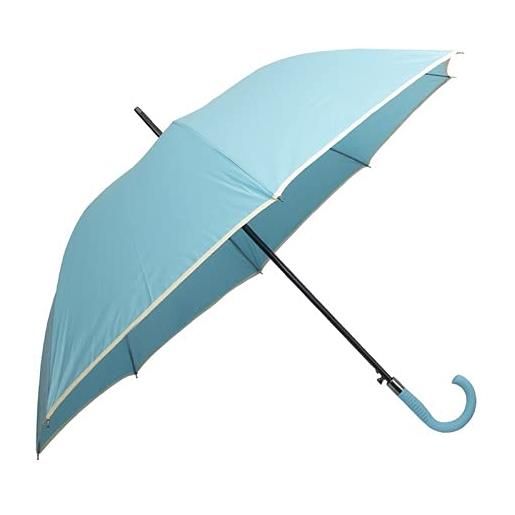 VIRSUS 1 ombrello lungo e resistente 8 stecche 8319 di colore celeste con bordino stampato, aste e struttura in fibra rinforzata antivento e impugnatura in gomma ergonomica pioggia inverno