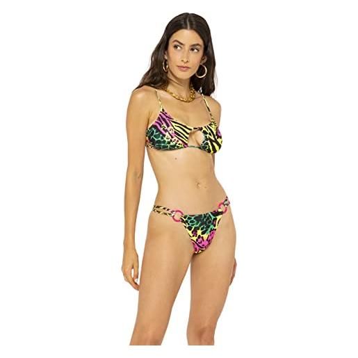 4Giveness beachwear donna multicolor bikini con fantasie animalier s