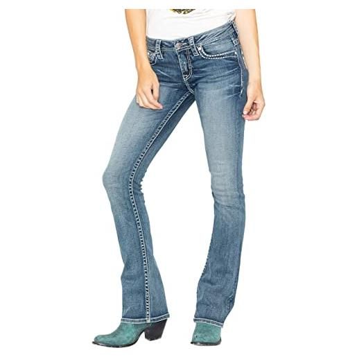 FNKDOR jeans da donna a vita bassa, jeans svasati, n° 92, blu, l