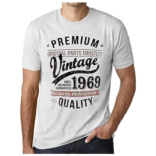 Ultrabasic uomo maglietta - original parts (mostly) aged to perfection 1969 - 55 anni idea regalo 55° compleanno t-shirt anniversario stampa grafica vintage anno 1969 novità bianco chiazzato m