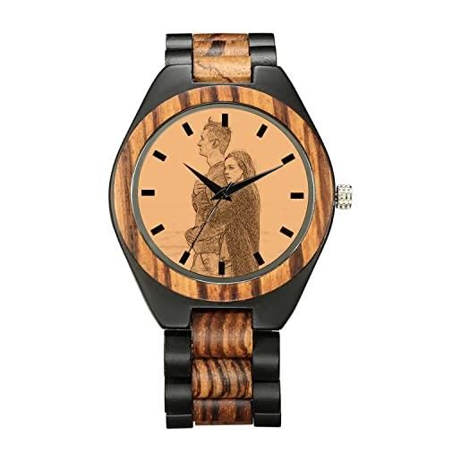 DEZUNTU orologio personalizzato con in legno con foto nome inciso cinturino orologio retrò compleanno personalizzato festa del papà anniversario idee per coppie uomo