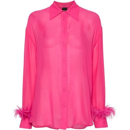 PINKO camicia con bordo a piume - rosa