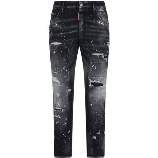 Dsquared2 jeans con effetto vernice - nero