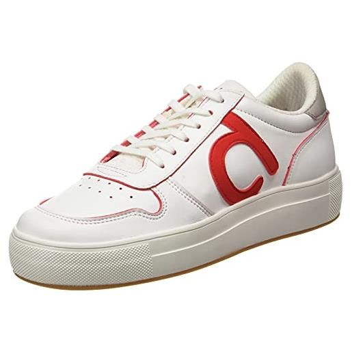 DUUO fenix 044, scarpe da ginnastica unisex-adulto, bianco rosso, 42 eu