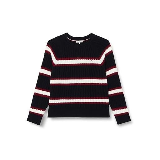 Tommy Hilfiger pullover donna c-neck sweater pullover in maglia, multicolore (rouge/ecru/ desert sky stp), 48