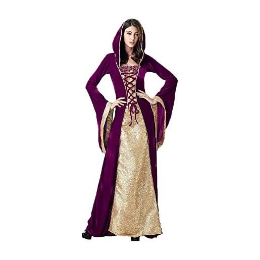 YUDATPG abito medievale per le donne vestito rinascimentale irlandese contadino vintage velluto fata gotico abito di sfera pizzo svasato maniche lunghe costume di halloween
