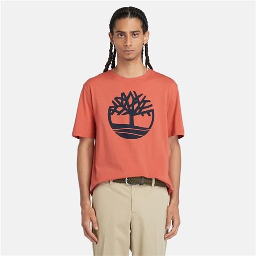 Timberland t-shirt con logo ad albero kennebec river da uomo in arancione arancione
