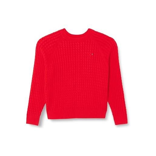 Tommy Hilfiger pullover donna c-neck sweater pullover in maglia, multicolore (rouge/ecru/ desert sky stp), 48