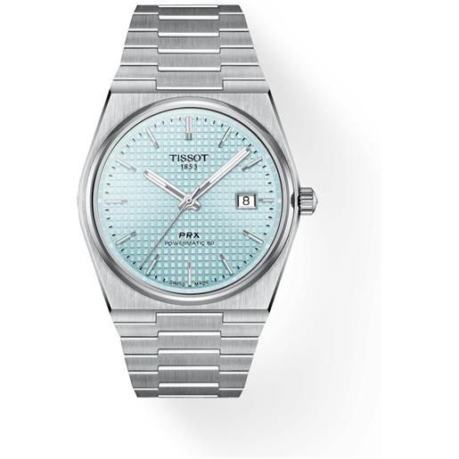 Tissot orologio Tissot prx powermatic 80 con quadrante blu ghiaccio e bracciale in acciaio 40 mm