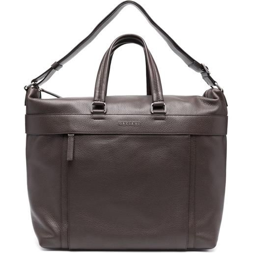 Orciani logo-lettering leather tote bag - marrone