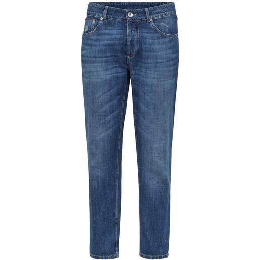 Brunello Cucinelli jeans slim a vita media - blu