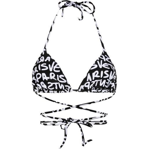 VETEMENTS top bikini a triangolo con stampa - nero