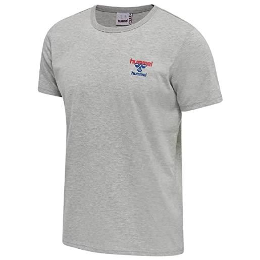 hummel dayton - maglietta girocollo unisex per adulti, grigio melange. , xs