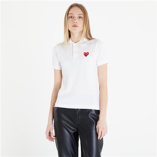 Comme des Garçons PLAY heart logo polo short sleeve tee white