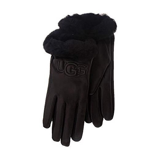 UGG w classic leather logo glove, black, s donna