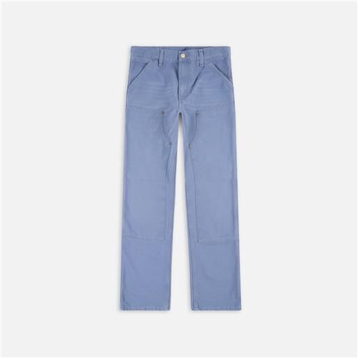 Carhartt WIP double knee pant bay blue aged canvas uomo