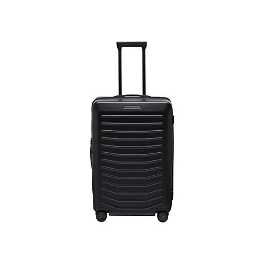 Bric's 4w trolley m porsche design valigia rigida roadster, valigia con 4 ruote, ultraleggera, sistema a compressione, collegamento usb, chiusura tsa, dimensioni 44x67x26/30, black