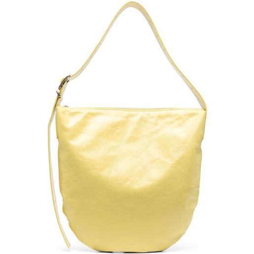 Jil Sander borsa tote con effetto lucido - giallo