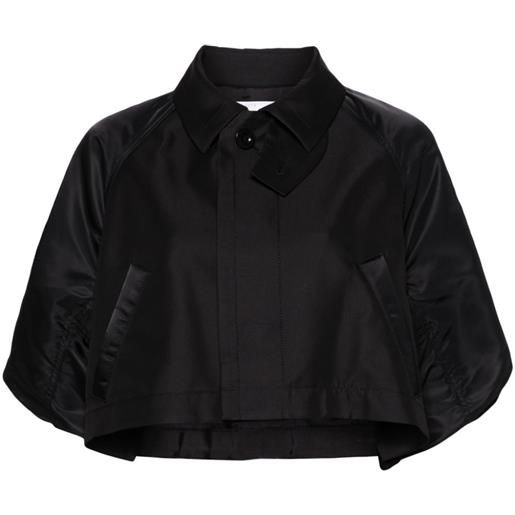 sacai giacca crop con maniche a palloncino - nero