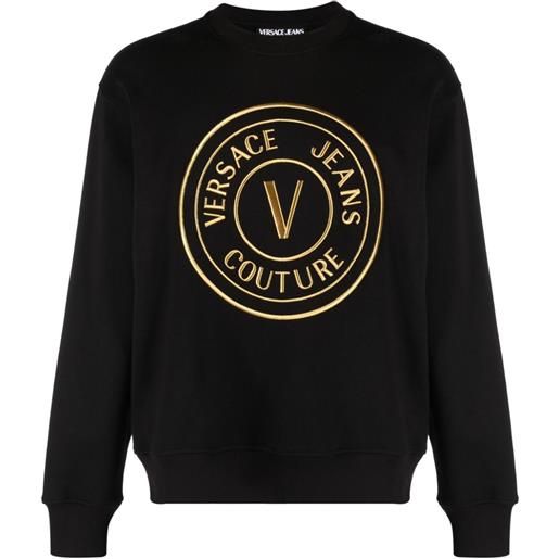 Versace Jeans Couture felpa con ricamo v-emblem - nero