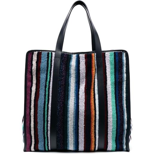 Missoni striped terry-cloth tote bag - blu
