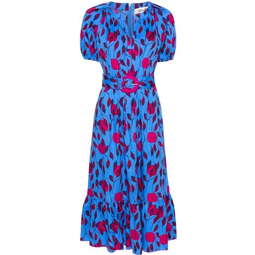 DVF Diane von Furstenberg abito midi lindy a fiori - blu