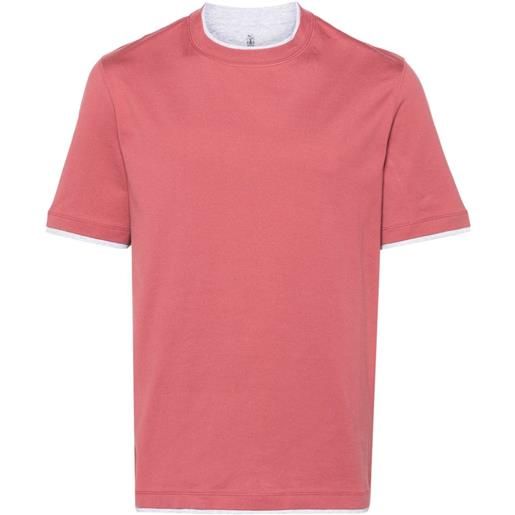 Brunello Cucinelli t-shirt con design a strati - rosa
