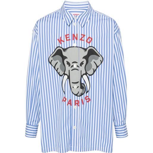 Kenzo camicia elephant a righe - blu