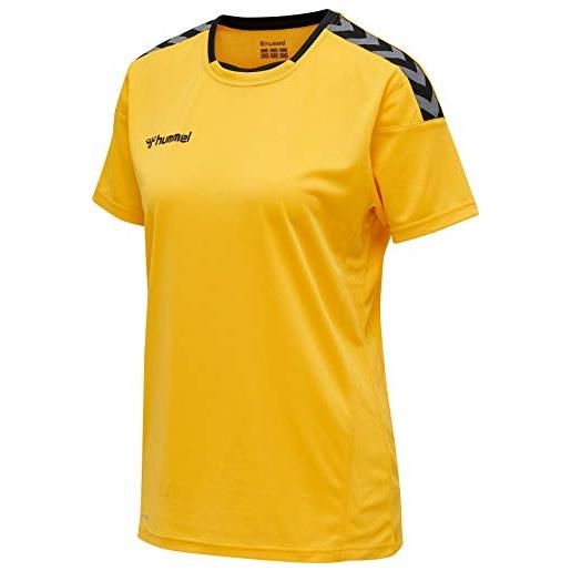 hummel hmlauthentic poly jersey woman s/s color: sports yellow/black_talla: l
